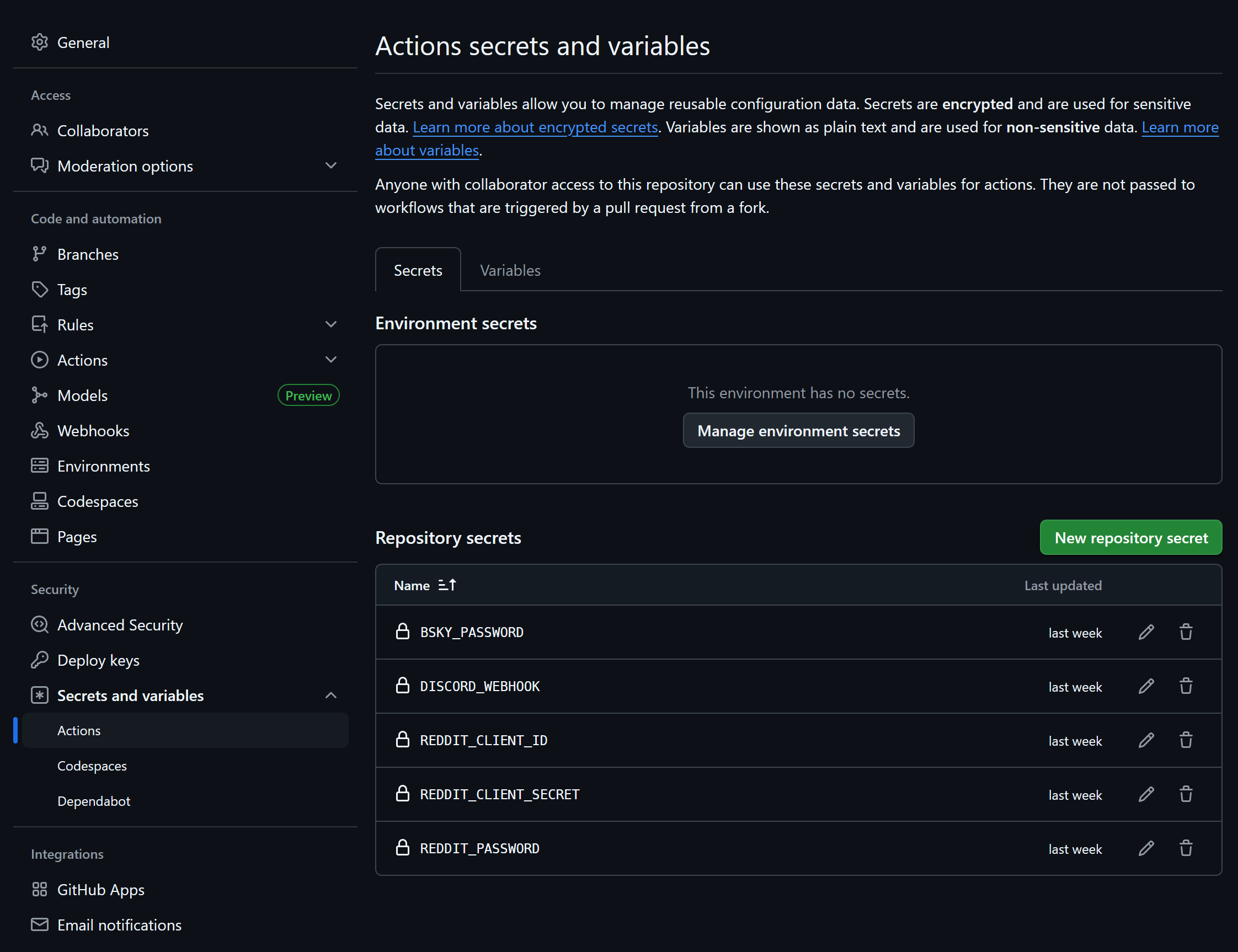 GitHub Actions Secrets