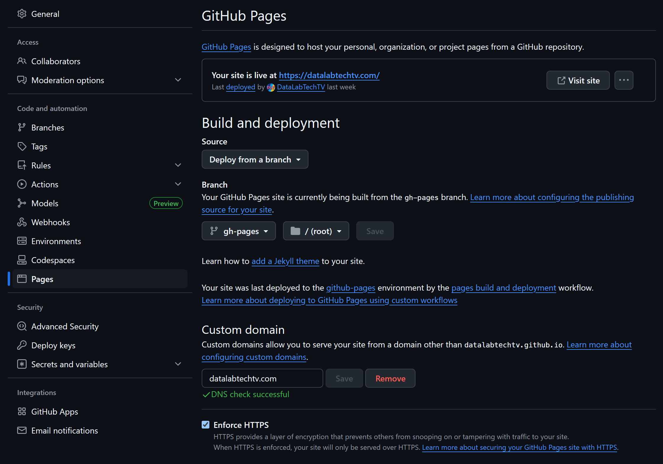 GitHub Pages Branch