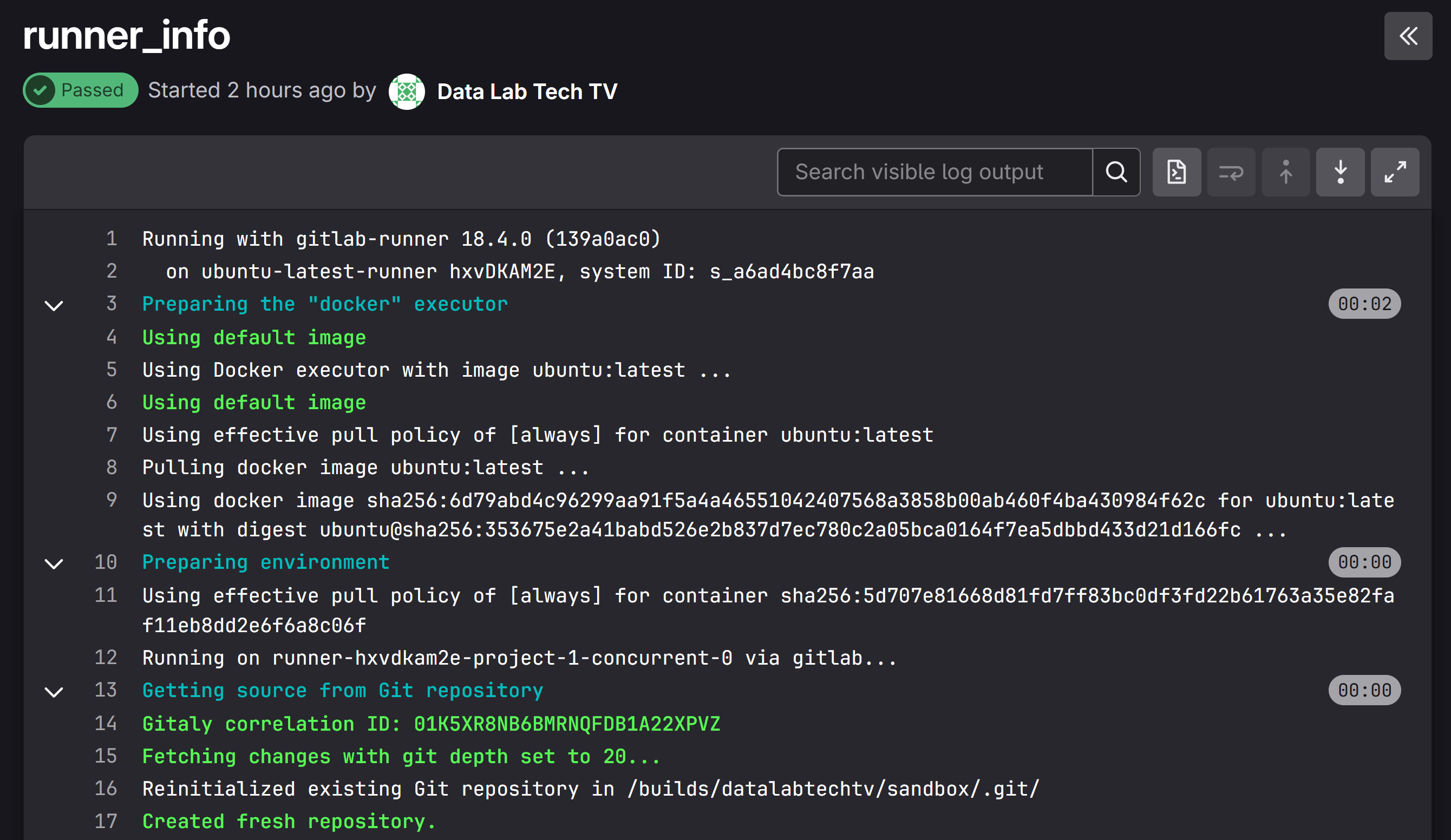 Data Lab Infra - Platform - Job Log 1