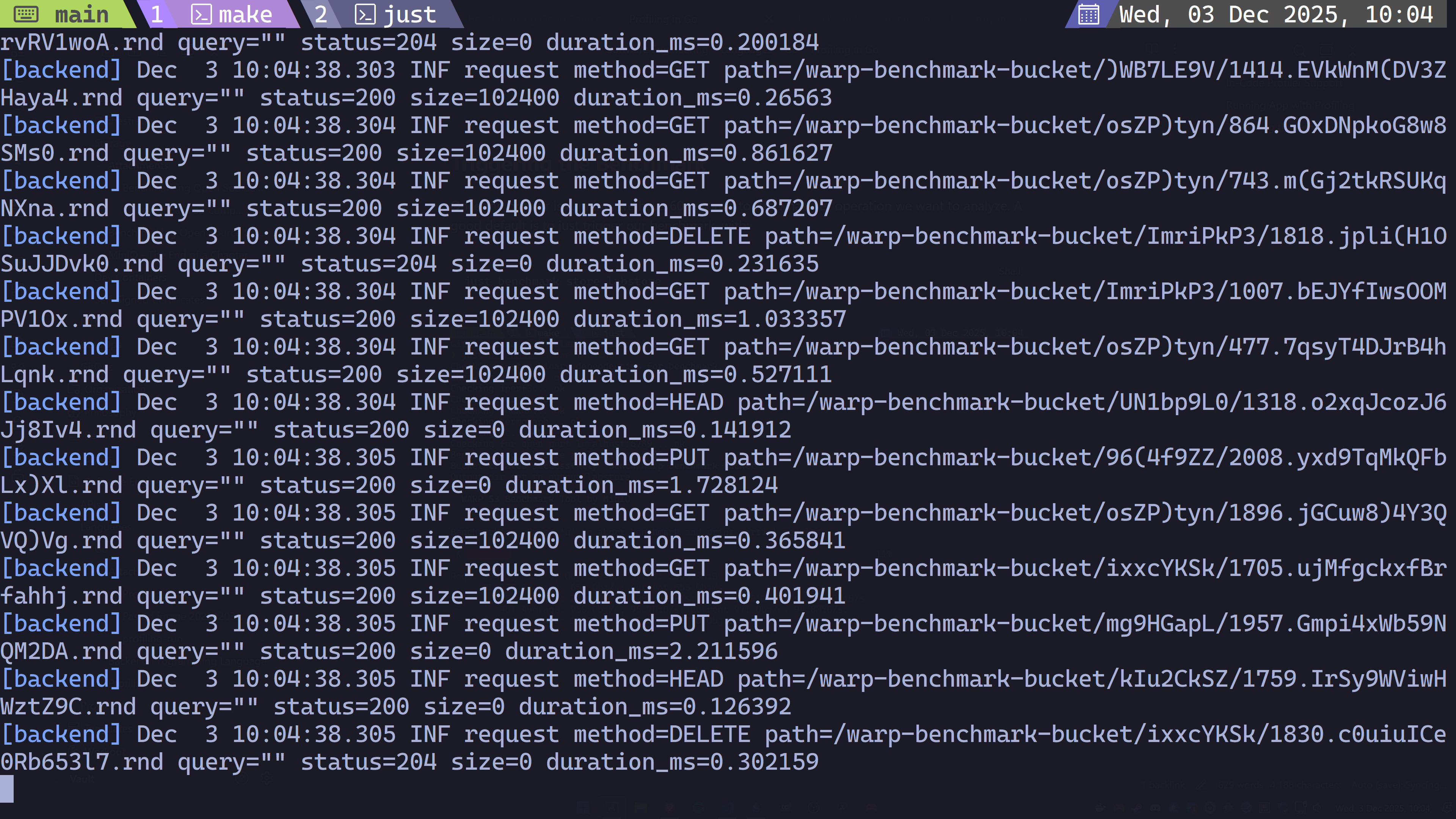 Profiling - Backend Logs