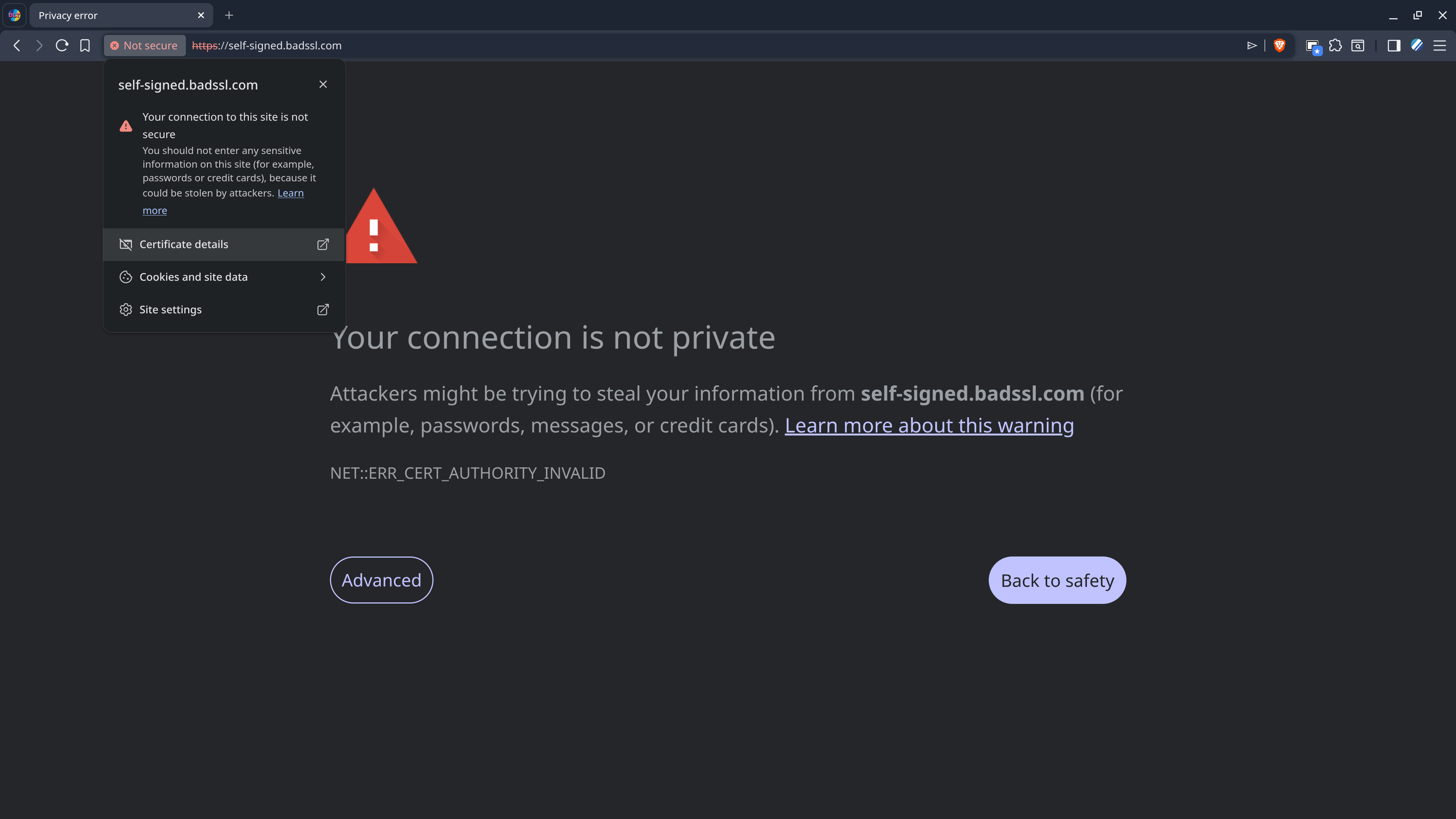 Browser Certificate Details