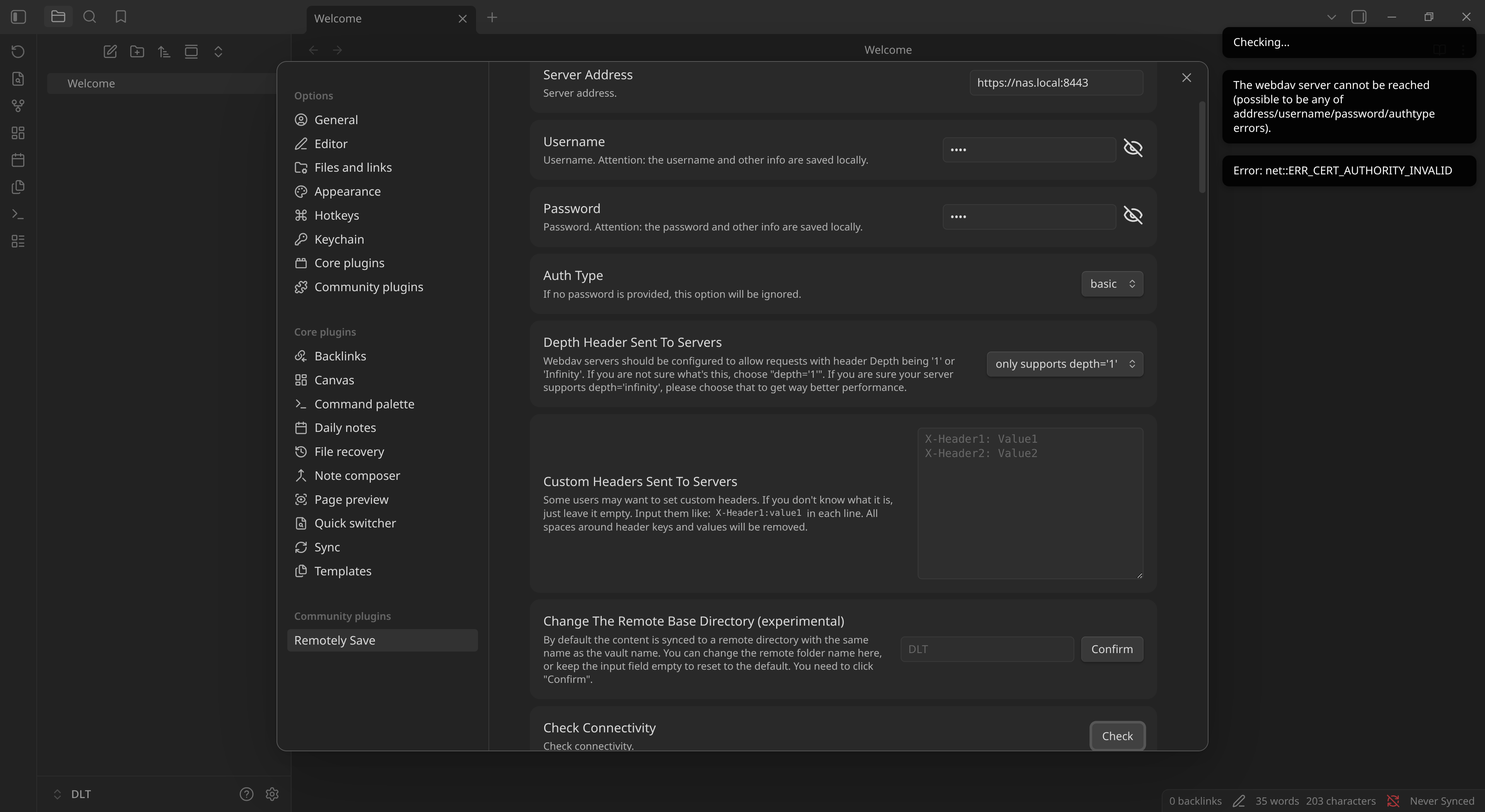 Obsidian Remotely Save Error
