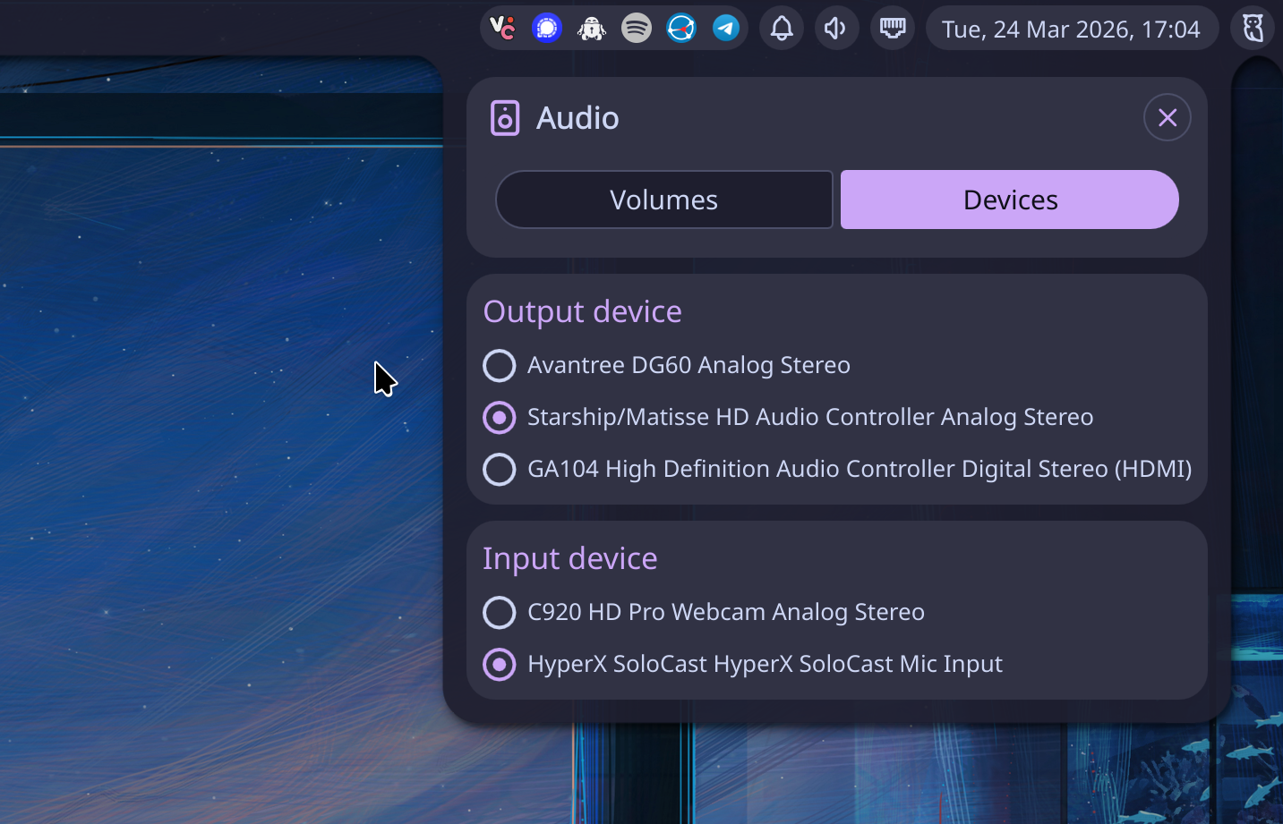 Noctalia Audio Devices